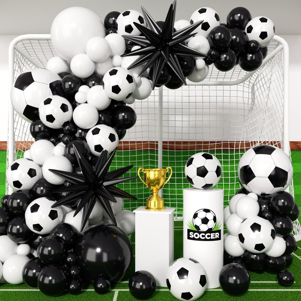 Soccer Balloons Garland Arch Kit with Stars 146Pcs – 5 10 12 18inch Balloon a…
