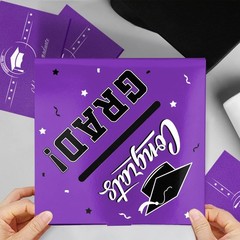 Foldable 9-Inch Graduation Box – Exquisite Purple Card Holder for Celebrations
