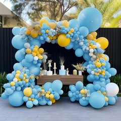 Double Pastel Blue Balloon Garland Macaron Baby Blue Balloons Different Sizes…