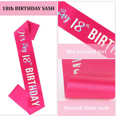 18Th Birthday Decorations for Girls Hot Pink 18Th Birthday Crown and Sash Gifts
