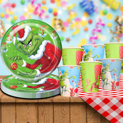 Grinchmas Xmas tableware party supplies decoration balloon centerpiece gift