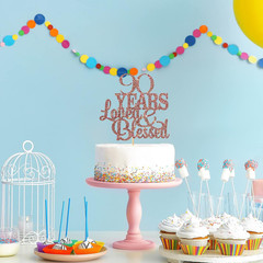 90 Years Blessed & Loved Cake Topper 90Th Birthday Cake Topper Marriage Annivers