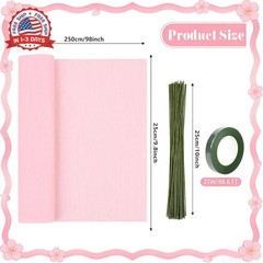 KIMOBER 6 Colors Crepe Paper Rolls,10×98 Inch Crepe Paper Sheets with 50 Pcs Flo