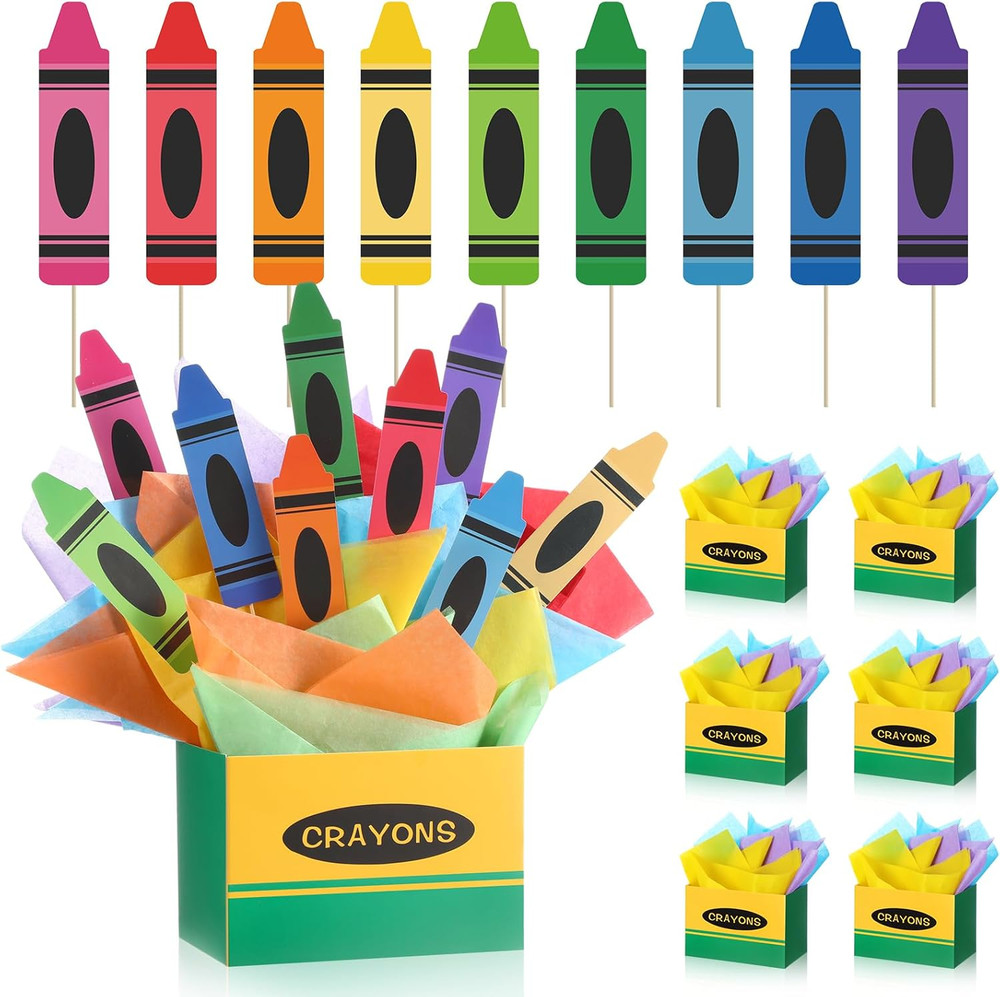 6 Sets 96 Pcs Crayon Themed Party Centerpieces Decorations Back to School Table