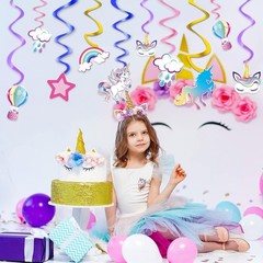 Magical 21PC Unicorn Swirl Streamers – Perfect for Stylish Birthday Celebrations