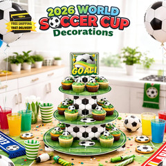 World Soccer Cup Decorations 2026 – 3 Tier Soccer Cupcake Stand | Soccer Party D