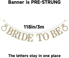 Bride to Be Banner Bachelorette Party Decorations Bridal Shower Sign Gold Gli…