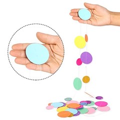 5 Pack Rainbow Circle Garland Paper Dot Banner Party Backdrop Decoration 65.5ft