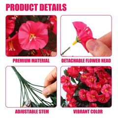 Sggvecsy Artificial Fake Hanging Flowers Plants for Outdoor 2Pcs, Rose Red
