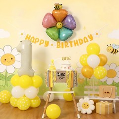 Bee Theme High Chair Banner – Happy Bee Day 1st Birthday Decoration for Boys …