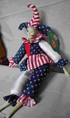 Patriotic Combo – 12″ Tinsel Puppy & 18″ Sugar Loaf Jester Clown Doll Plush