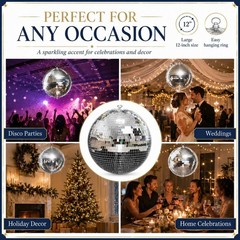 Versatile 12-Inch Disco Ball: Perfect for Weddings, Birthdays & Home Decor