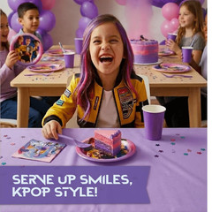 KPop Demon Hunters Party Supplies 65 Piece Dessert Plate and Napkin Set