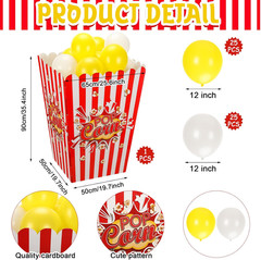 2 Pack Giant Popcorn Box Prop Cardboard Stand up with Balloons Movie 3D Popcorn