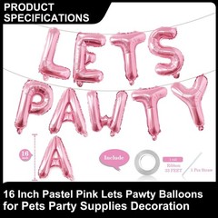 9 Pcs Lets Pawty Balloons Banner 16 Inch, Dog Cat Pet Letters Sign Lets Pawty…