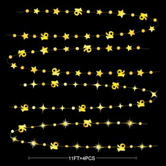 Gold 16Th Birthday Decorations Number 16 Circle Dot Twinkle Star Garland Metalli