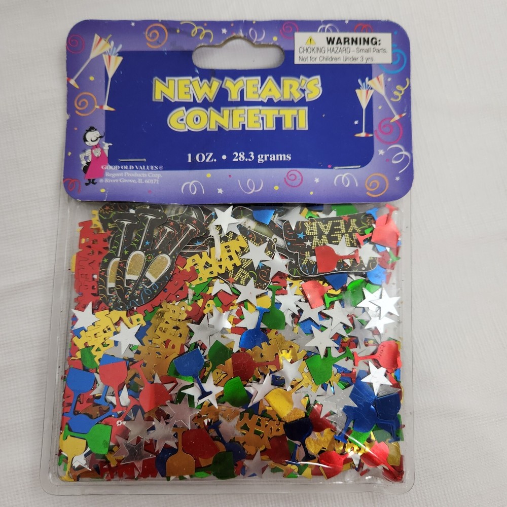 New Year’s Eve Confetti One Ounce Colorful Stars Wine Glass Cheers