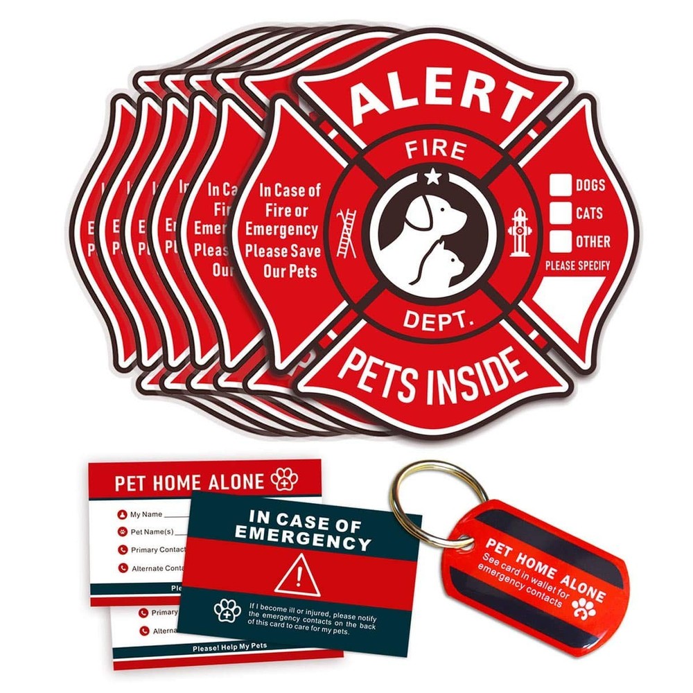 Pet Alert Stickers Static Cling Window Decals 5*5 inches, Multicolor