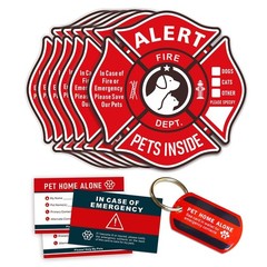 Pet Alert Stickers Static Cling Window Decals 5*5 inches, Multicolor