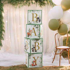 Woodland Baby Boxes with Letters for Baby Shower Decorations, Gender Reveal D…
