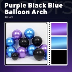 125pcs Blue and Black Balloon Arch Kit with Metallic Purple Blue Black Balloo…