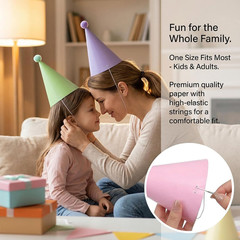 24 Pack Birthday Party Hats,8 Colors Cone Party Hat for Kids Adults Pets