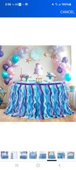 Mermaid Tulle Tutu Ruffle Curly Willow Table Skirt for Rectangle Table 9ft,…