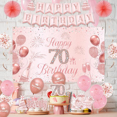 70Th Birthday Decorations for Women, 70Th Rose Gold Birthday Party Supplies, 70