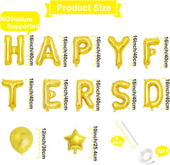 16 Inches HAPPY FATHER’S DAY Letter Balloon Banner with Star and Latex Balloons