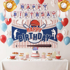 Baseball Party Decorations Includes Cake Toppers, Banner, Hanging Swirls, Tablec