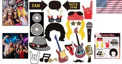 Rockstar-Themed 18 Pcs Party Props – Perfect for Celebrations and Photo Booths