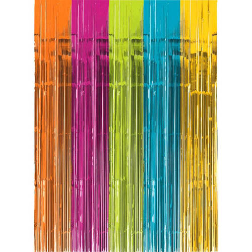 BRIGHT RAINBOW FOIL DOOR CURTAIN ~ Birthday Party Supplies Hanging Decoration