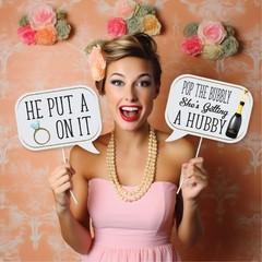 Bridal Shower Photo Booth Props – 41-pc Photo Booth Kit with 8 x 10-Inch Sign…