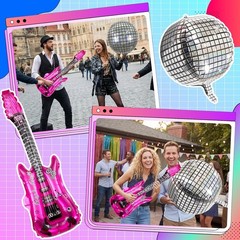 Inflatable Disco Ball Guitar Props Retro Party Accessories for 80s 90s Celebr…
