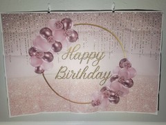 Pink Rose Gold Happy Birthday Rectangle Table Cloth