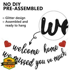 RICHHHA Glitter Welcome Home Banner Pre-Strung Homecoming Decorations
