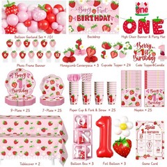 1st Birthday Strawberry «Berry First Birthday» Decor Kit NEW