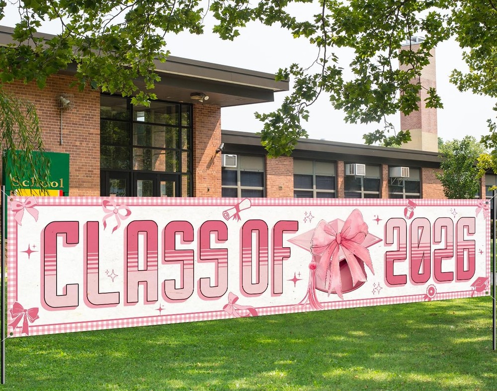 Graduation Decorations Class of 2026 Pink Bow Graduation Yard Signs Large Grad..