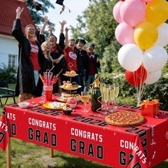 Graduation Party Tablecloth 2026 Red Plastic Class of 2026 Decorations