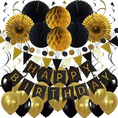 Birthday Party Decoration, Happy Birthday Banner with Paper Fans, Honeycomb B…
