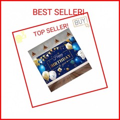 Sumind Happy Birthday Backdrop Banner for Men, Navy Blue and Gold Birthday Decor