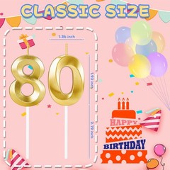 80th Birthday 1.36 inches (W) x 4.71 (H) x 0.4 (T), Gold
