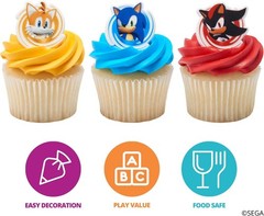 Sonic the Hedgehog 24 Count Cupcake Rings – Ideal for Birthday Decorations