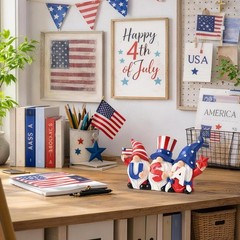 Charming 4″ Patriotic Gnome Statue Set for Memorial Day and Independence Day