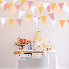 32Ft Groovy Party Decorations Yellow Pink White Pennant Orange Beige
