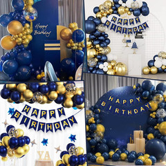 Navy Blue Birthday Party Decorations for Men Decor 100pcs Gold and Navy Blue Bal