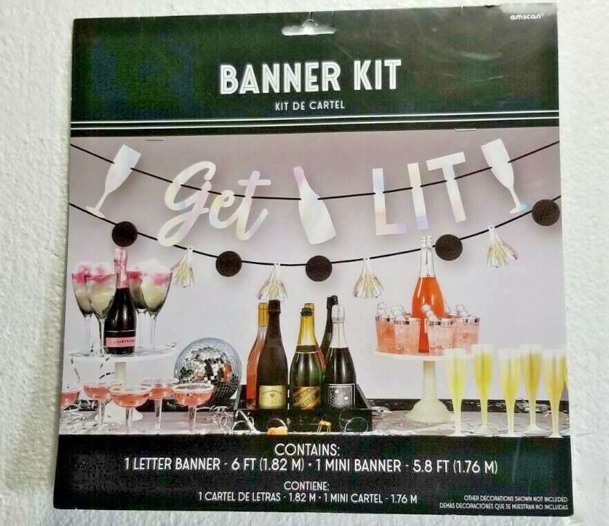 Party «GET LIT» Banner Kit Party Decorations Adult Party FUN Any Occasion