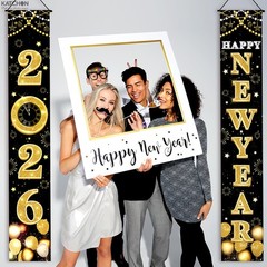 XtraLarge 2026 Happy New Year Banner – 72×12 Inch | Black and Gold Happy New …