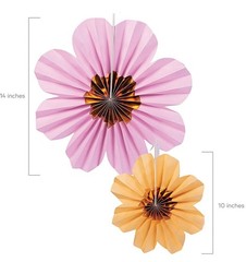 6-PC Pastel Flower Shaped Hanging Paper Fans Party Decor 10″ & 14″Dia #269