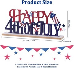 Independence Day Table Decorations – Metal and Wood Sign for Home Festivities